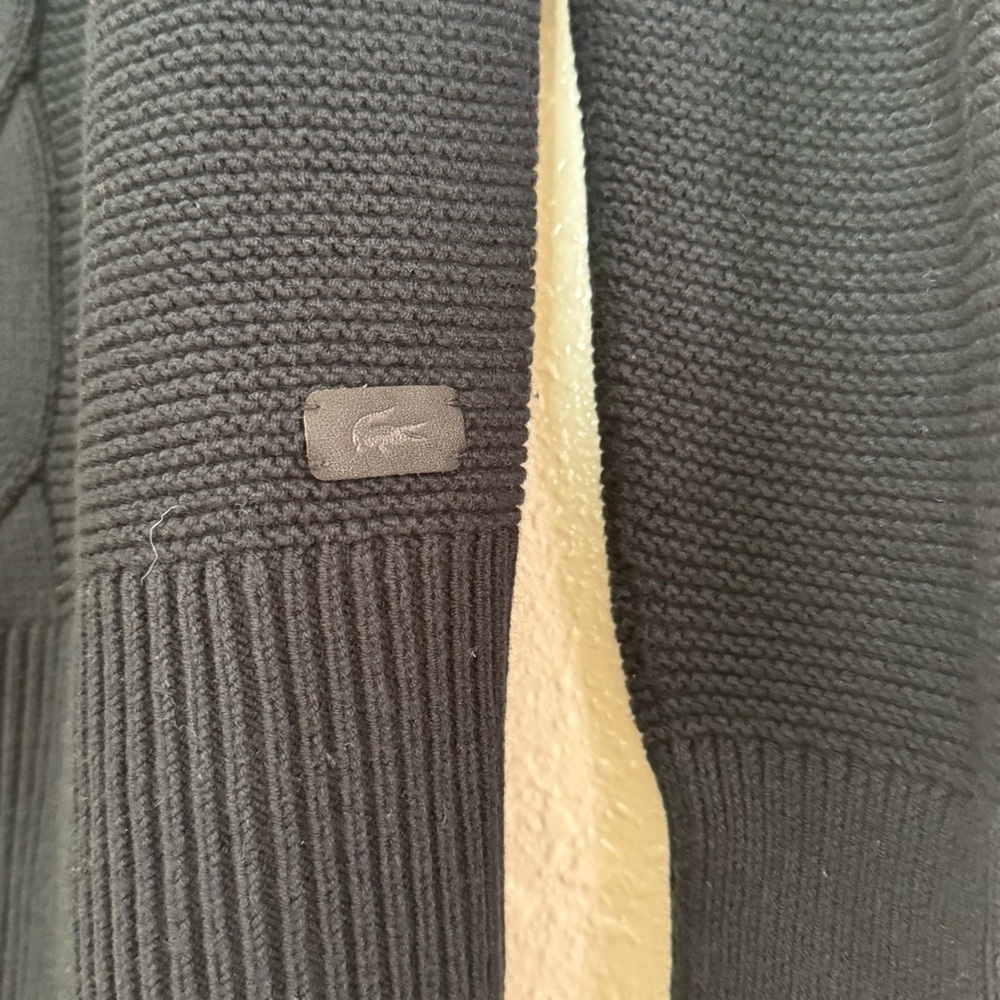 Lacoste Black Cable Knit Turtleneck Sweater - Picture 5 of 6